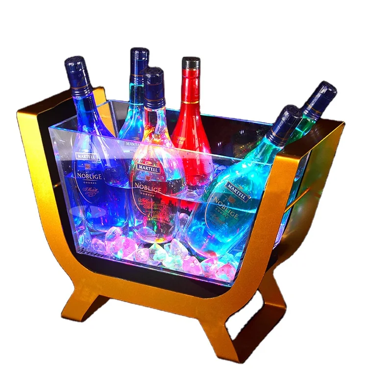 Source 6 Bottles Champagne Size Bar Ice Barrel LED Beer Wine Bottle Holder  Rechargeable Acrylic Dom Perigno LED Ice Bucket on m.