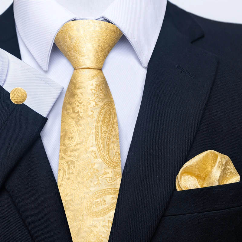 Luxury Tie For Men 100% Silk Tie Hanky Cufflink Set Necktie Hombre ...