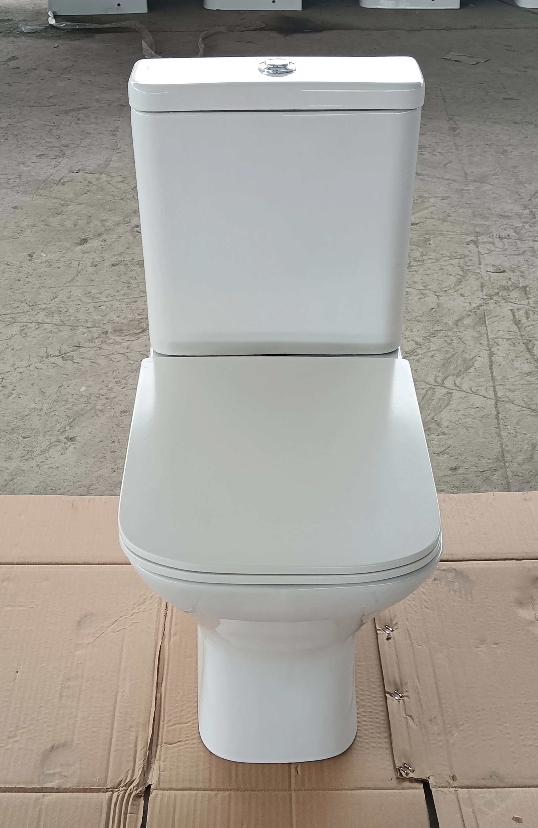 Modern Square Shape European Sanitana WC Toilet Bowl Commode No Rim 2pc Ceramic Floor Mounted Washdown Water Closet