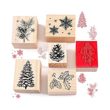 Custom Kids Wooden Panner Journal Rubber Stamp Kit Christmas Wooden Stamps DIY Decoration Stamps