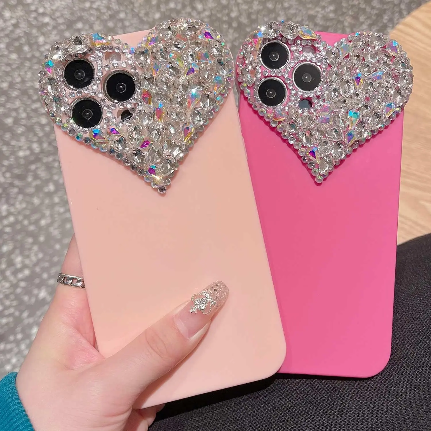 Cute Case for iPhone 16 Pro Max Glitter Luxury Case for Women Girls Diamond Cute Heart Soft TPU Protective Cover Shining