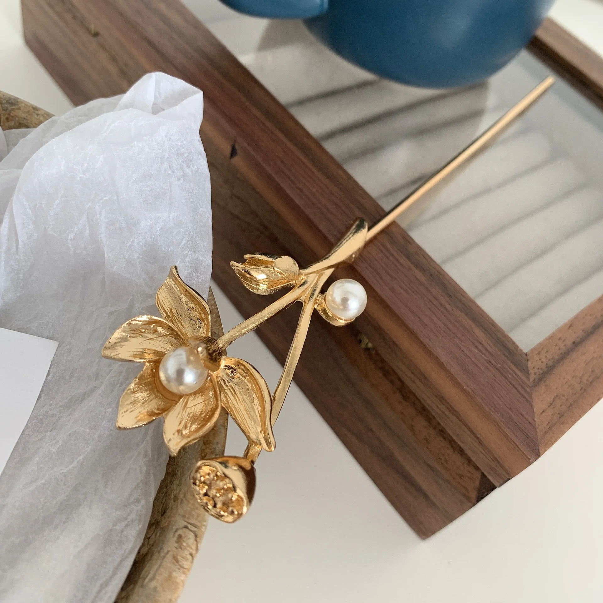 Оптовая продажа винтажные женские вилки для волос с цветами лотоса китайские аксессуары заколки