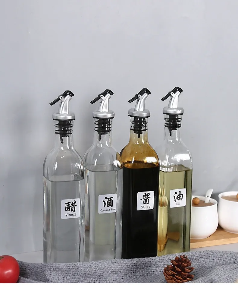 100毫升-1000毫升空方形透明玻璃橄榄油醋瓶带盖