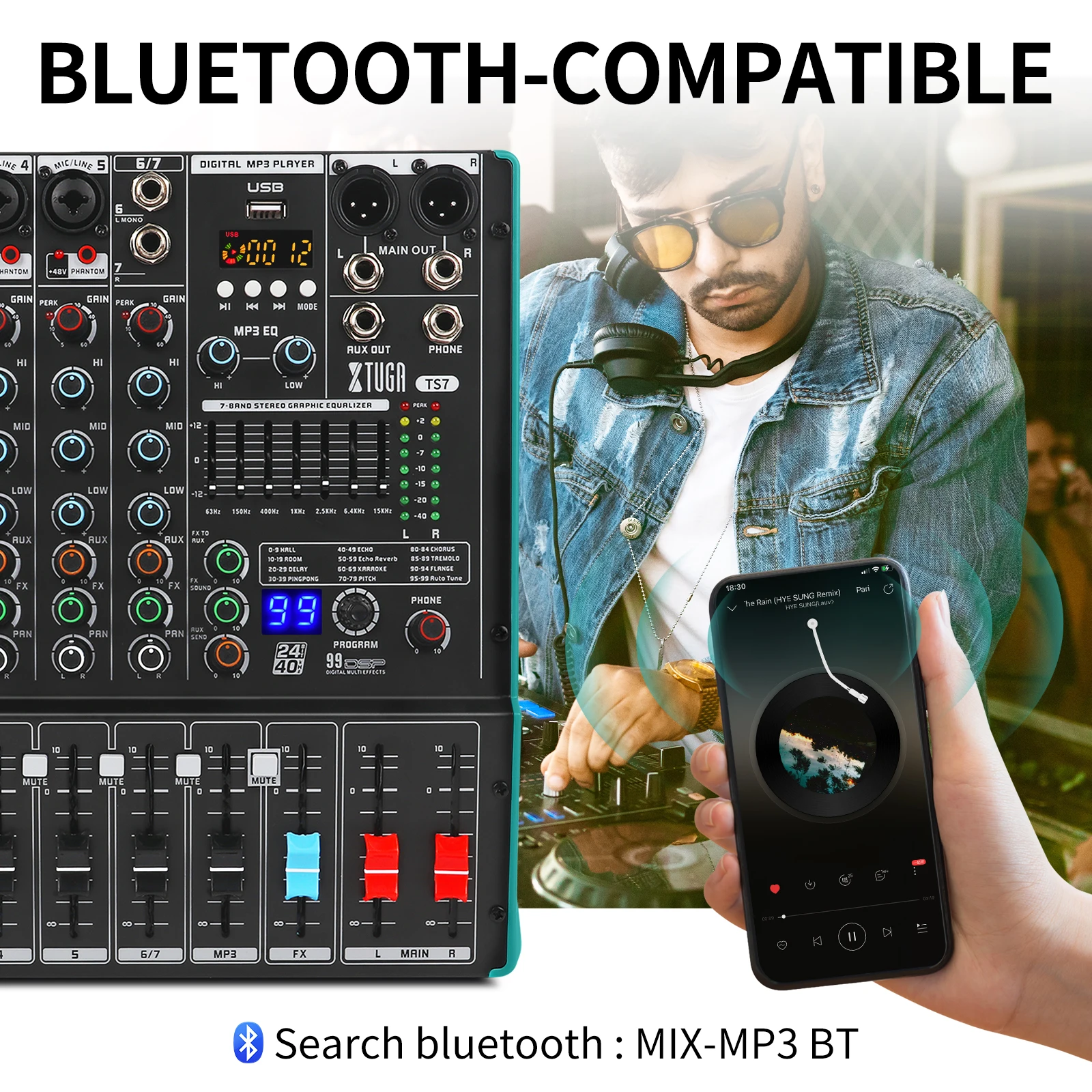 XTUGA TS7 7チャンネル アナログミキサー Amazon.com: XTUGA TS7 Professional Audio Mixer Sound Board