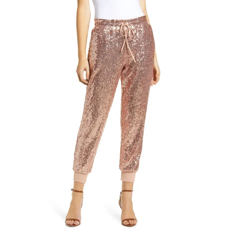 Gold sequin jogger pants Clearance