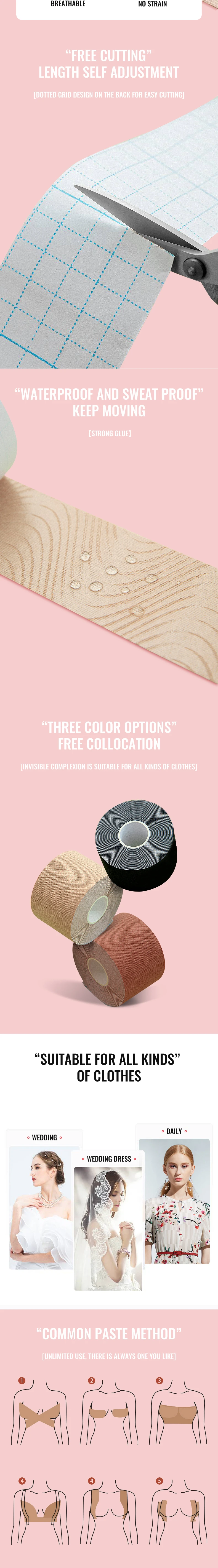 Clothes Tape 4-Pack Invisible Breast Tape For Large Breasts  Skin Color,  Reusable Boob Tape For Backless Dresses Boob Lift