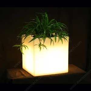LED Outdoor Waterproof Garden Big Square Illuminated Flower Pot Solar Floor Lamp Product Category Pot Trays