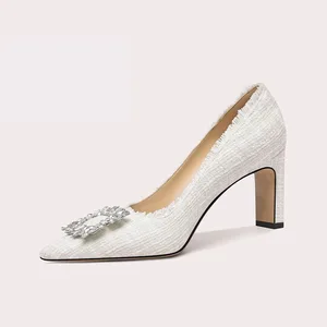 Women's Shoes square Toe Design Elegant Square High Heel Femme Wedding Dress Shoes Ladies Pumps Heeled Sandals for Women