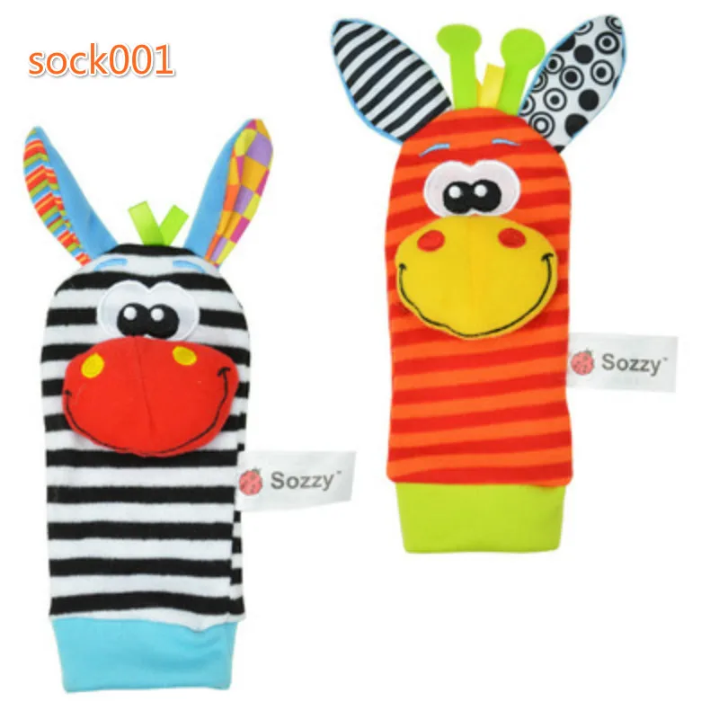 25sets/bag  Infant Baby Kids Socks rattle toys Wrist Rattle and Foot Socks 0~24 Months  rattle toys