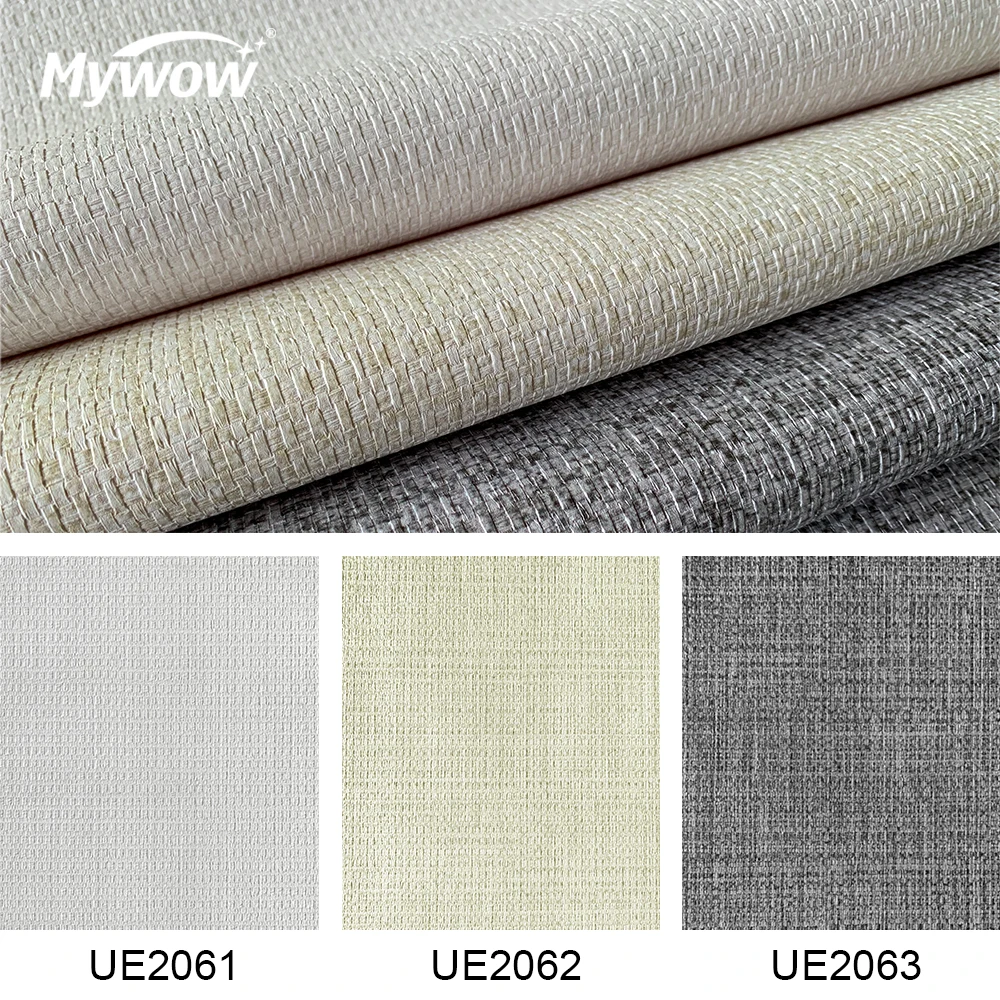 Modern Plain Textured Grey Contract Wall Fabric Backed Wallpaper Vinyl