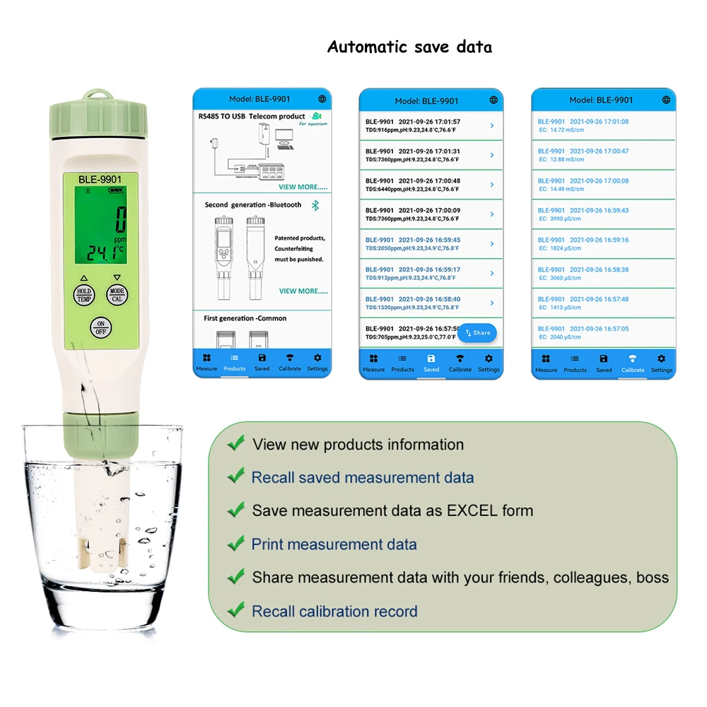 Bluetooth Portable Digital 3 In 1 Ph Tds Temp Meter Pen Tester For ...