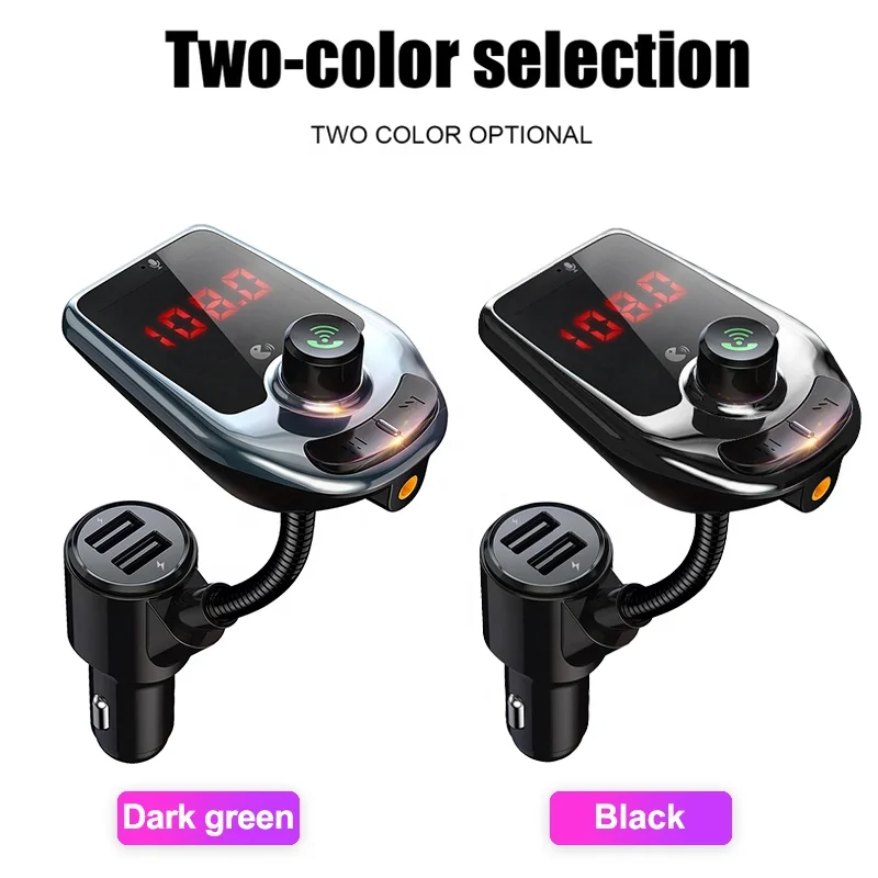 Fm-трансмиттер, беспроводной автомобильный комплект громкой связи, автомобильное зарядное устройство с двумя Usb-портами, Автомобильный MP3-плеер для звонков в режиме громкой связи