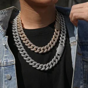 Hip Hop Style Pass Diamond Tester 925 Sterling Silver Moissanite Cuban Link Chain Necklace Jewelry