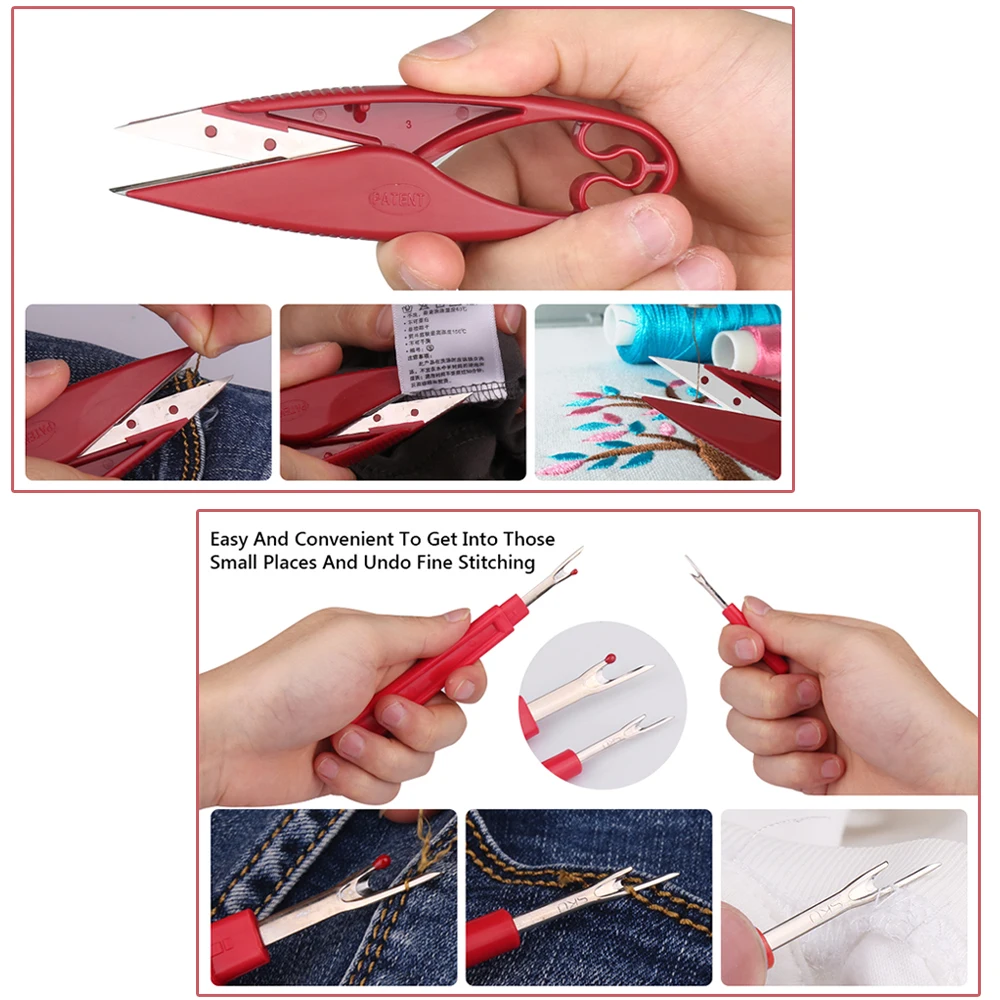 Sewing Seam Ripper Tool Kit Thread Cutter and Stitch Remover with 10pcs Needle Threader for DIY Craft Supplies Sewing Needlework