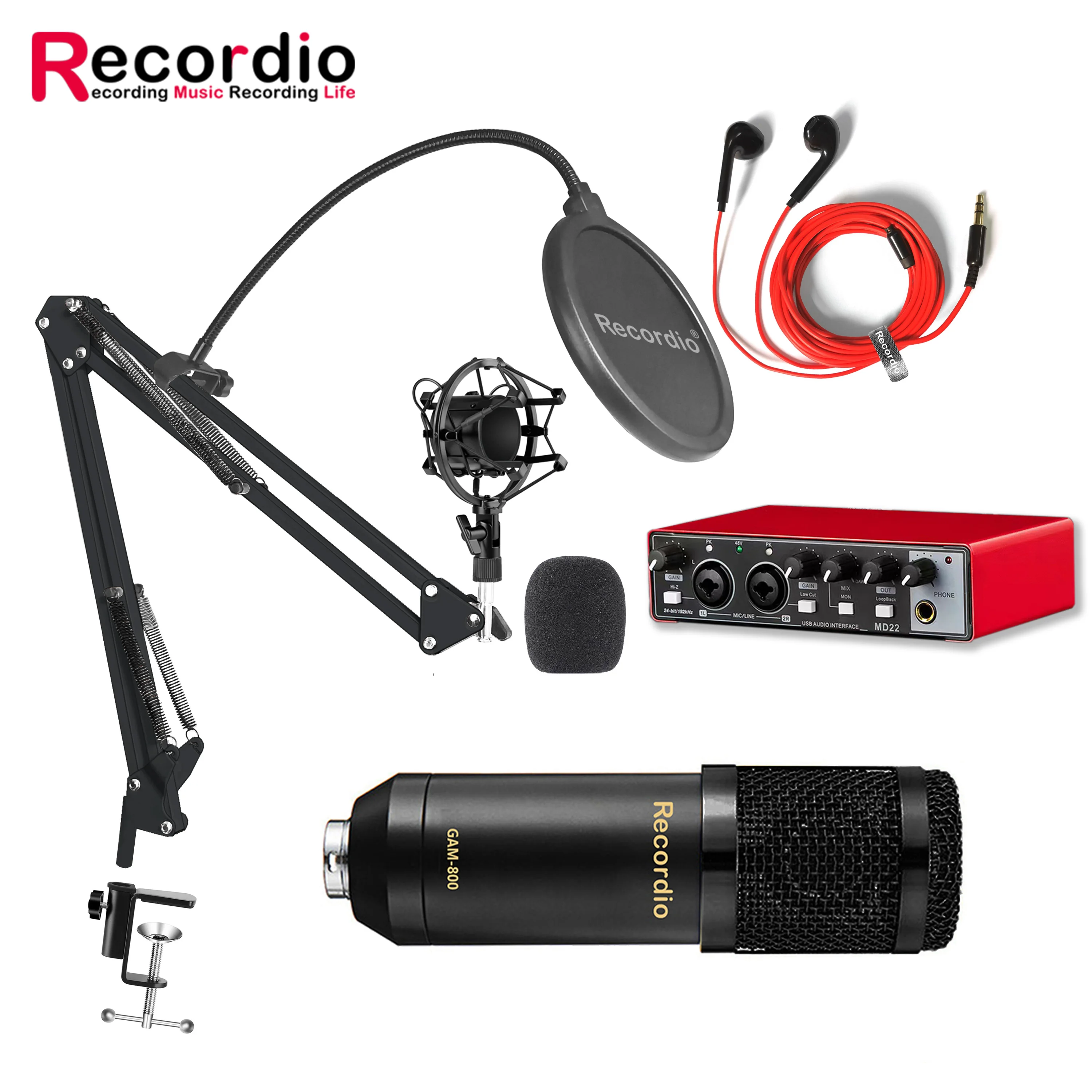 Gam800ai Professional Condenser Microphone Md22 Sound Card Set For