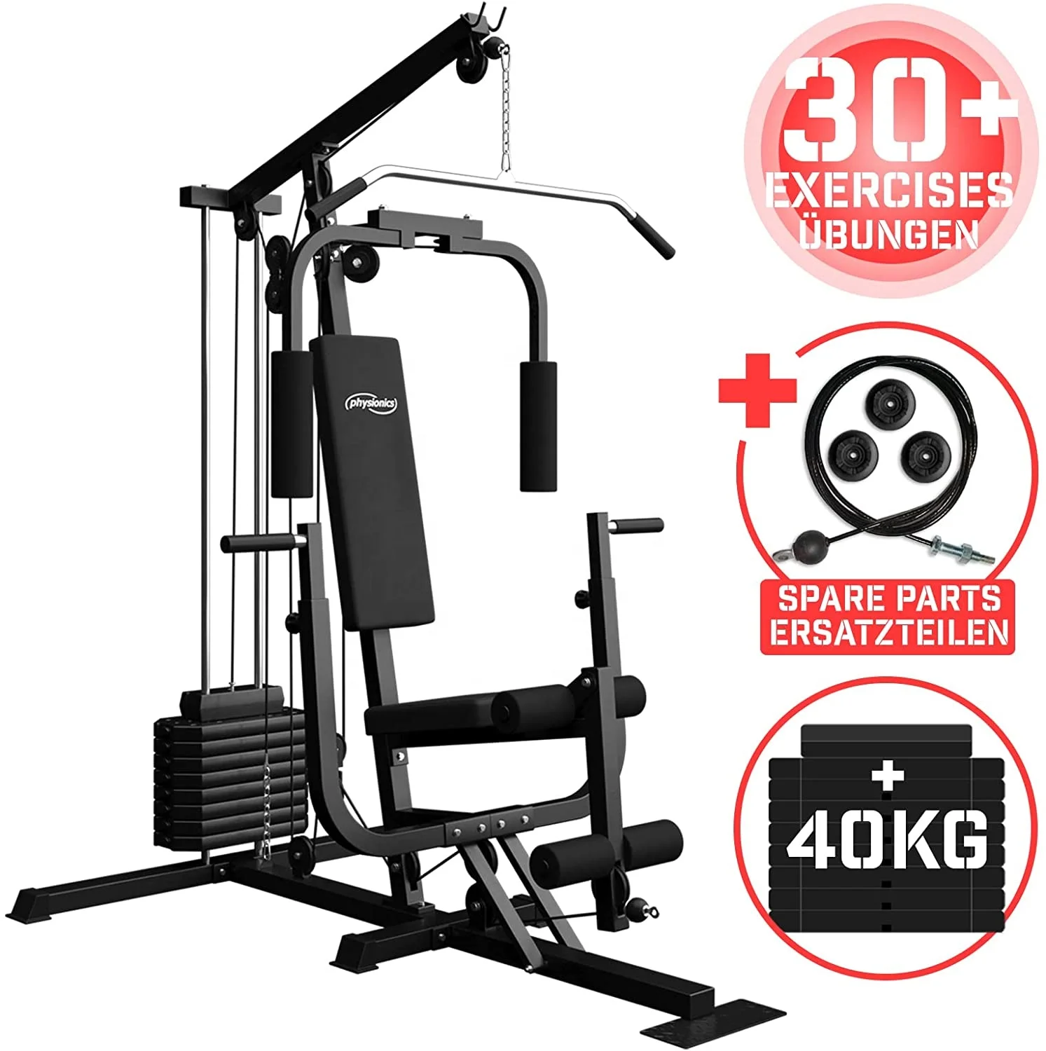Banc de Musculation Inclinable - avec Fixation pour Jambes, Dossier