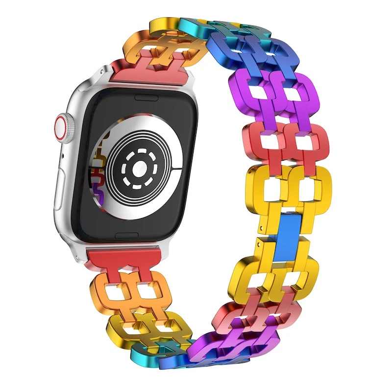 Correas De Metal Para Apple Watch Para Mujer,38mm,40mm,42mm,44mm,Aluminio,Arcoíris  - Buy Apple Bandas De Reloj De Las Mujeres,Arco Iris,Bandas De Apple Watch  Product on Alibaba.com