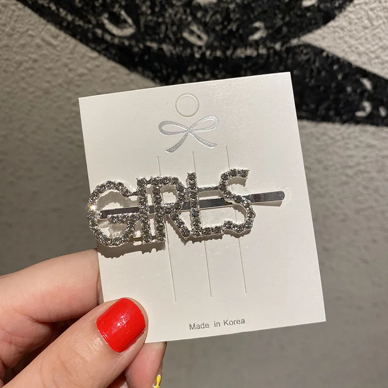 Go Party Letter Hair Pins Crystal Rhinestones Bobby Pin Hair Clips Women Hairgrip Full Diamond Barrette Hair Accessories