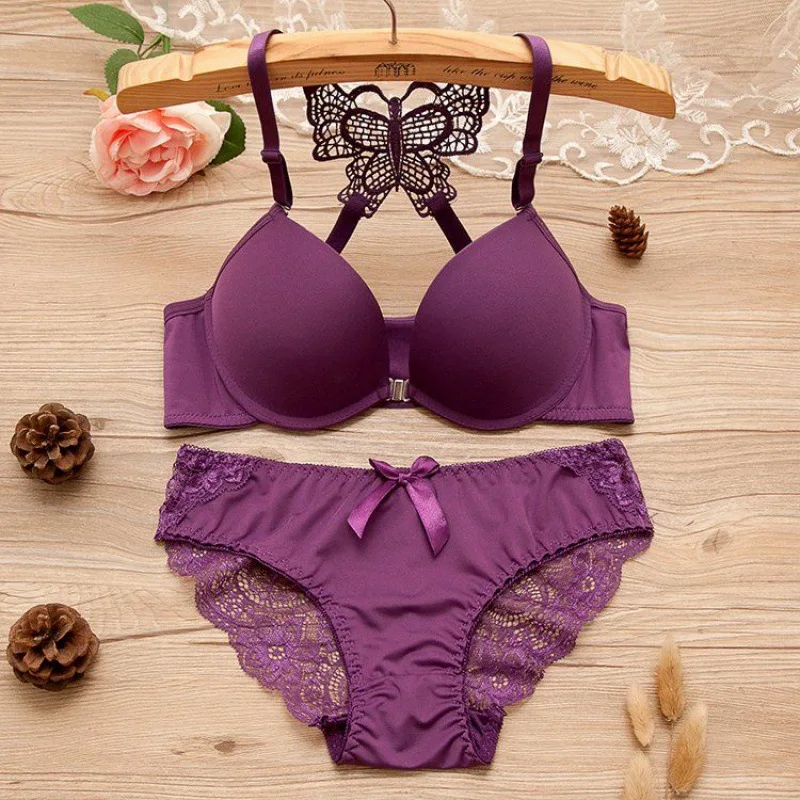 Woman Sexy Butterfly Lingerie Set Erotic Colorful Embroidery Underwear