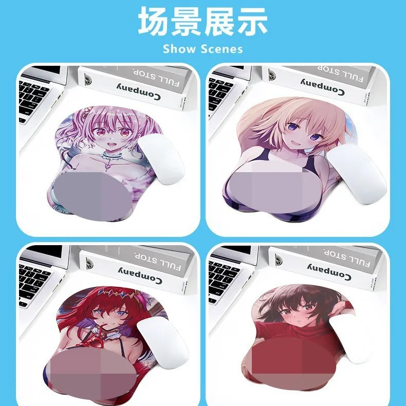 Low MOQ Custom Exclusive Anime Boob 3d Custom Printed Characters Big Chest Mousepads Mouse Pad with Boobs