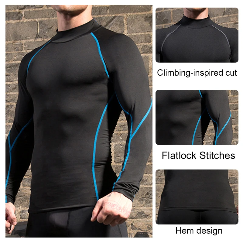 Wholesale Fiess Quick Dry Men Long Sleeve Running Sports Plain Men Thermal Muscle Gym Compression Clothes604_voghion.com