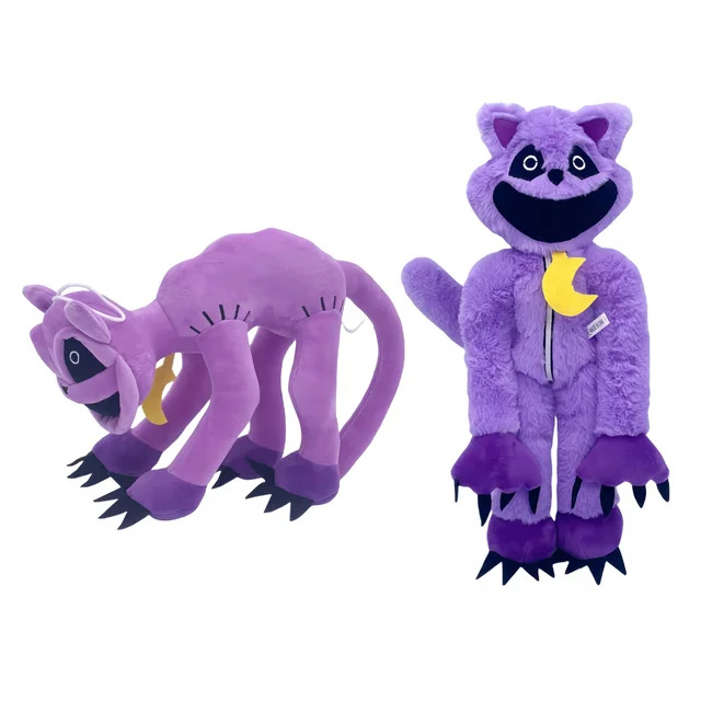 hot new smiling critters horror purple cat monster smiling animal big mouth purple cat plush toy