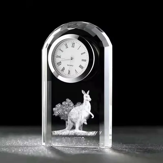 Mini Practical Business Crystal Clock Ornaments Small Study Room Bedroom Desk Accessories Advertising Gifts for Customers