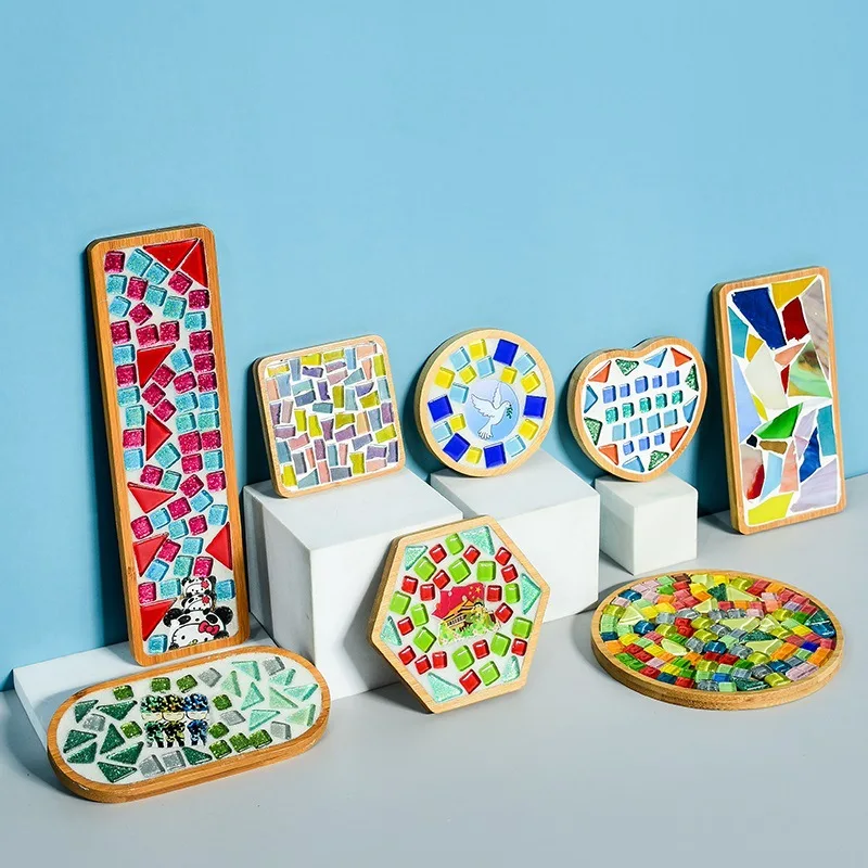 RAFIYU 8 Pièces Dessous De Verre Bois Bambou Hexagonaux - Kit Mosaïque DIY Pour Bougies Et Décoration