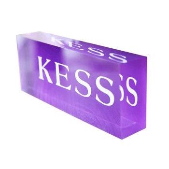 Custom Clear Acrylic Logo Block Name Cube Nameplate Acrylic Signage Block Sign Block Display Brand QR Code Sign Desk Decor