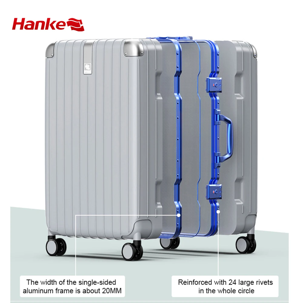 Hanke Pure PC Aluminum Luggage Trolley with 360 Degree Wheels