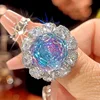 Anillo azul rosa-Tamaño abierto