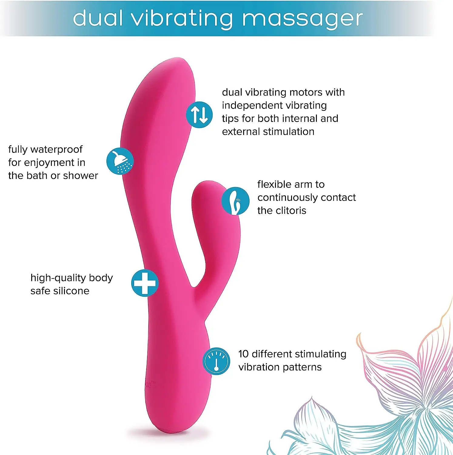Body-Safe Silicone Fully Waterproof USB Rechargeable Dual Vibrating  Massager 10 Vibration Settings Rabbit Vibrator for Women