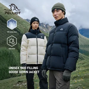 PELLIOT Unisex Outdoor Pelliot Windproof Stand Collar 800 Filling Power White Goose Down ultra Light Puffer Down Coat