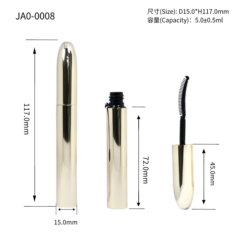 Customizable 5ml Bullet Shaped Clear Plastic Tube with Black Brush Wand New Empty Mascara Cosmetic Container