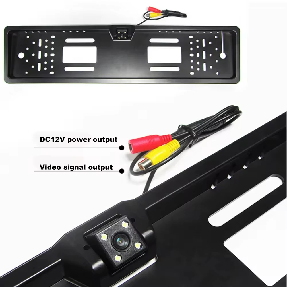 Car Number Plate Frame HD Waterproof EU Number Plate Car Rear View Reverse/reversing Parking Backup Camera Universal IP 68 5V 6M