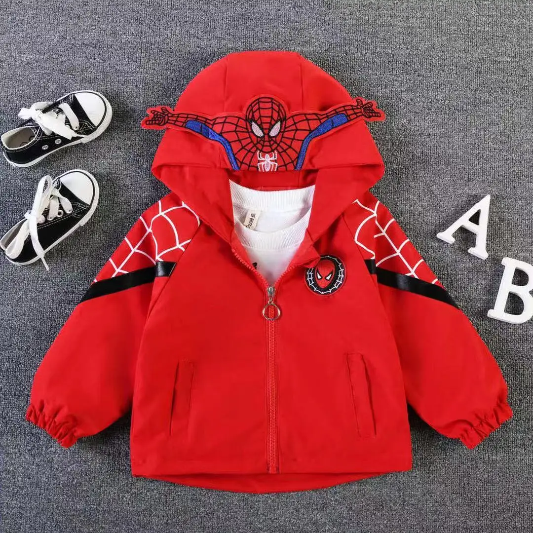 Baby/Toddler Boy Spiderman Print Hooded Outdoor Summer Windbreaker Jackets – Red • Shop Online in Nepal at