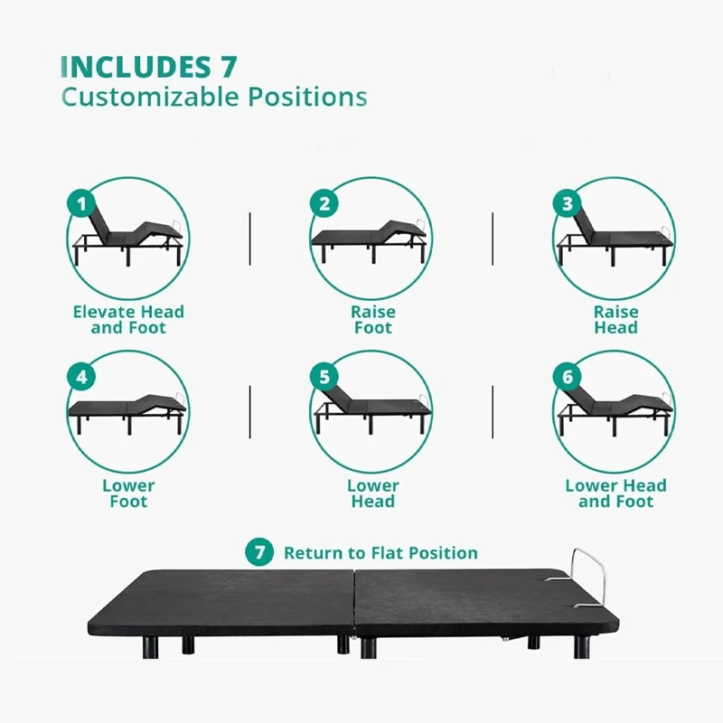 FCC Certification Durable Multiple Modes Adjustable Mental Frame Motorized Lift Bed With Massage supplier
