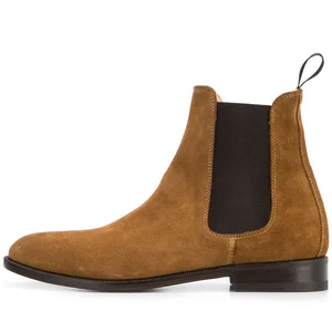 Genuine Leather Wide Fit Pull on Above Ankle Boots Without Zipper Chelsea Boots Unisex Office Plus Size Vegan Shoes  Big Size