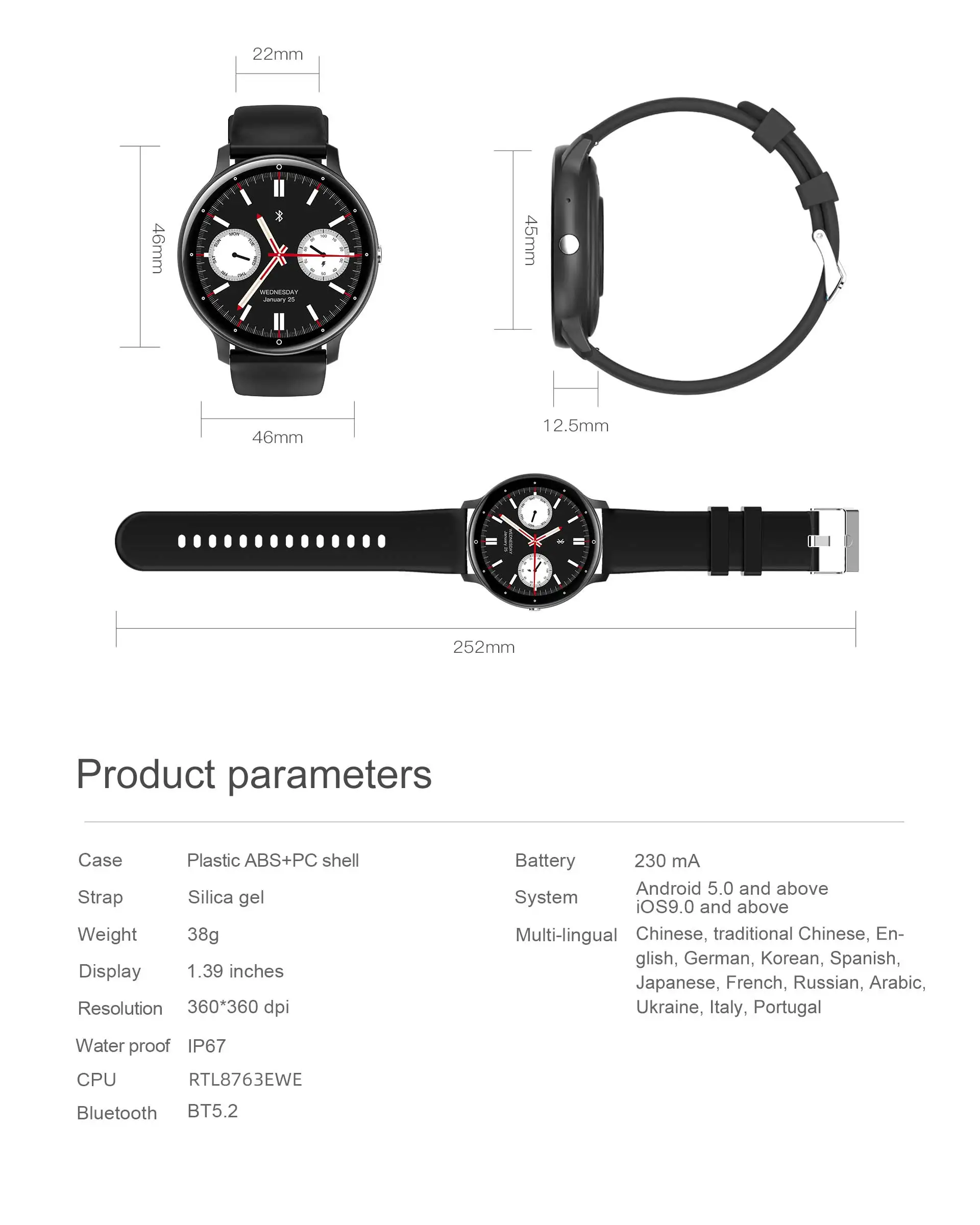 Factory Price Zl02pro Smart Watch 2023 Rtl8763ewe Sport Smart Watch 1.