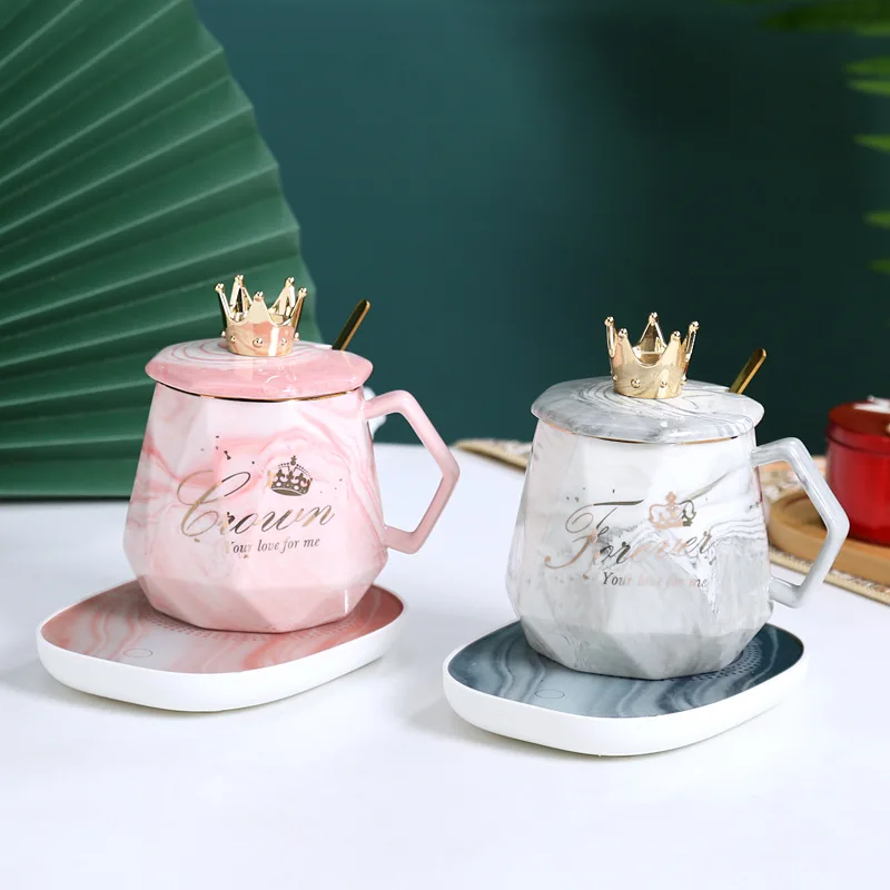 DUSVALLY Tazza da caffè in ceramica grande con coperchio e confezione regalo, tazza per latte, 500 ml