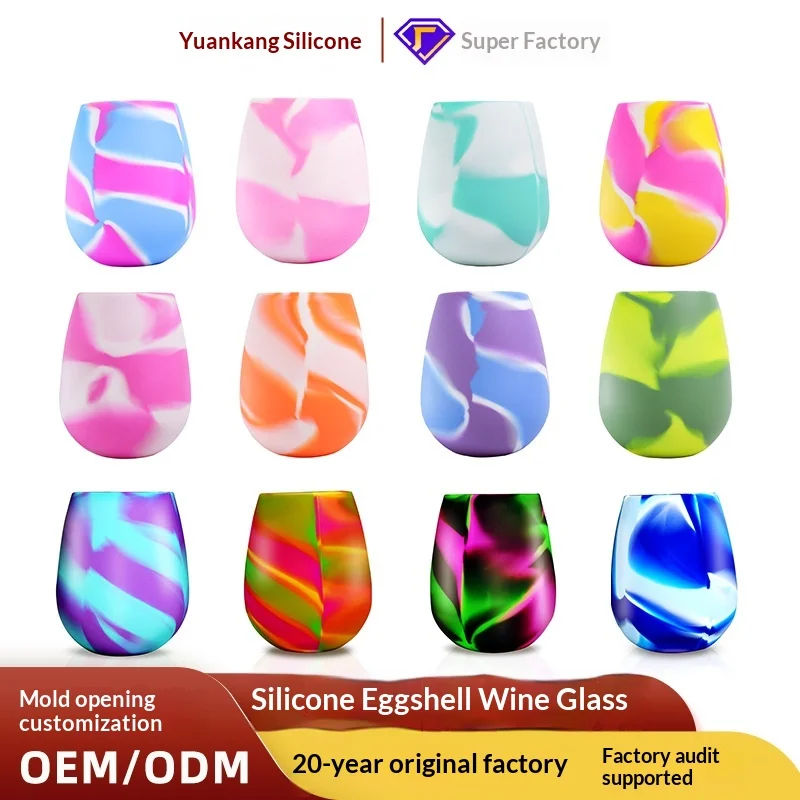 Silicone 12oz Red Wine Glass Outdoor Water Cup Customizable Logo Food Grade Eggshell preview 3