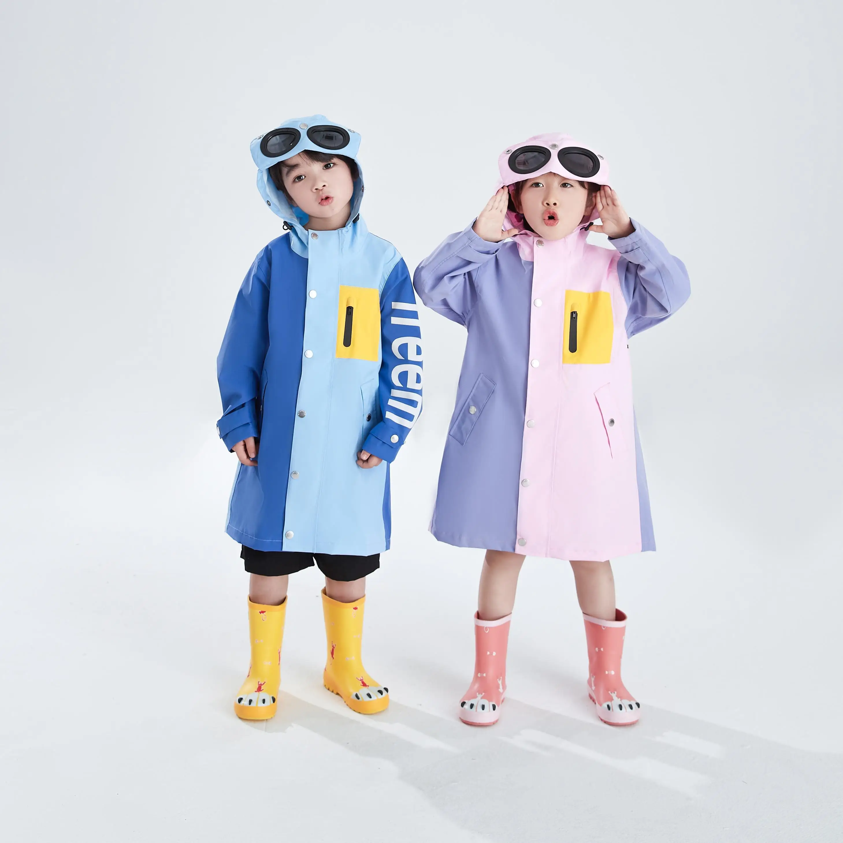 Imperméable Enfant 2025 Long Avec Capuche Et Housses Sac à Dos – Manteau De Pluie Léger Garçons Filles, Couleur Unie, Anti-Vent