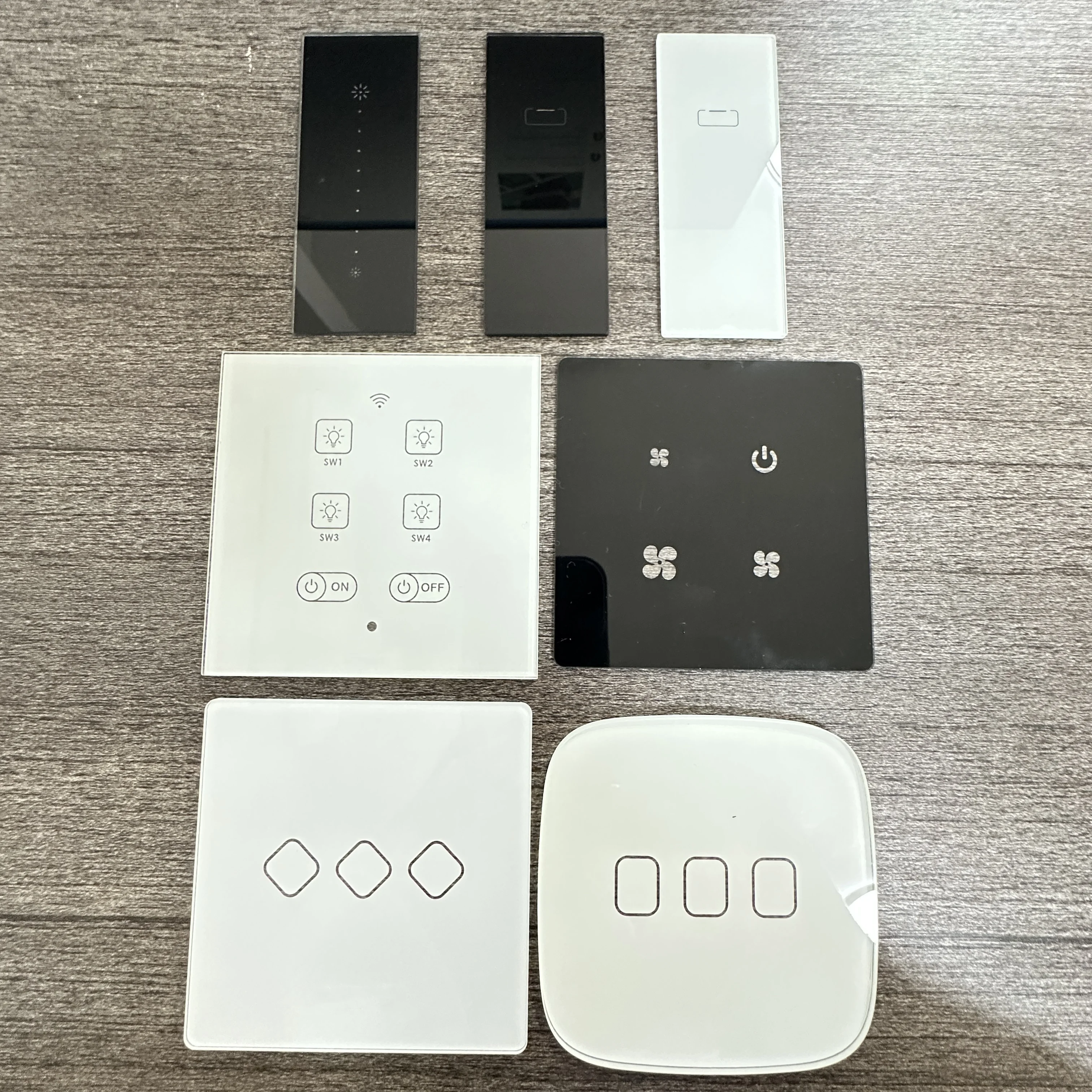 Custom Light Switch Tinting Tempered Glass Cover for 1 Gang 2 Gang 3 Gang Light Touch Smart Switch Panel