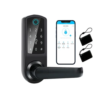 Newest Security 5-in-1 Keyless Entry Home Fingerprint Door Lock Smart Lock with Reversible Handle
