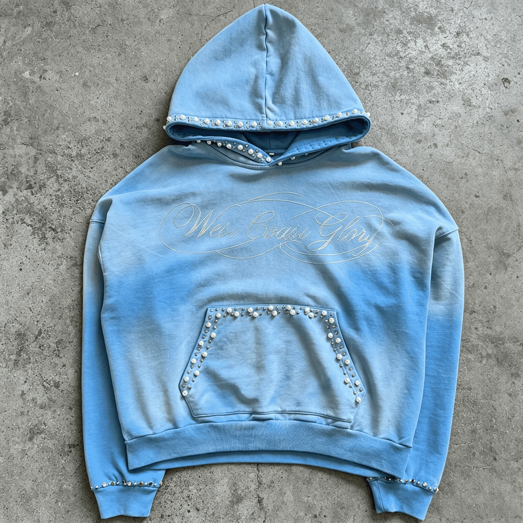 Custom Vintage Acid Washed Rhinestone Gems Decoration Hoodies for Men Fashion Streetwear Oversized Pullover Hoodies gallery 4