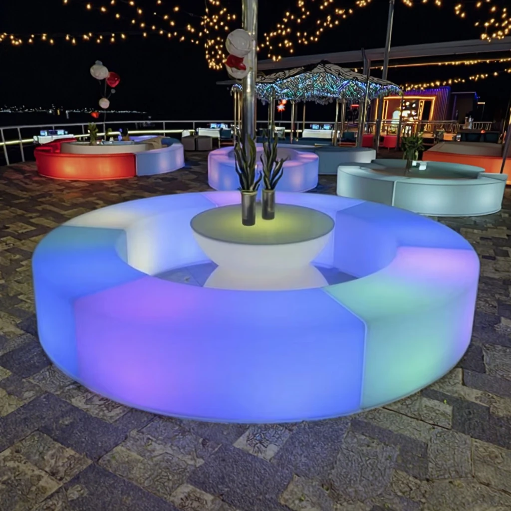 Waterproof Outdoor Plastic Bench Durable Luminous Furniture Stool for Hotels Direct Entry for Dining Park Living Room Use