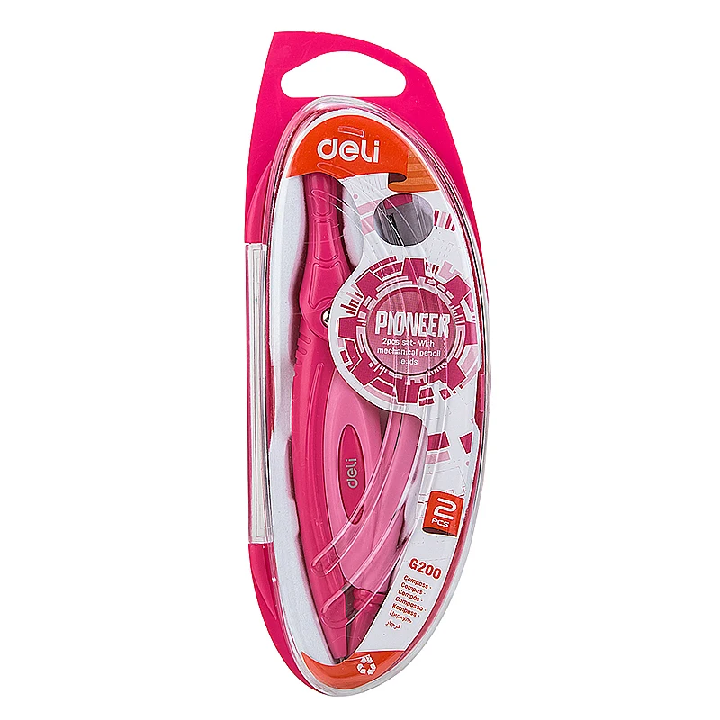 Deli EG20002 Compasses with Mechanical Pencils Plastic 2 Pcs 2C Stationery1pc