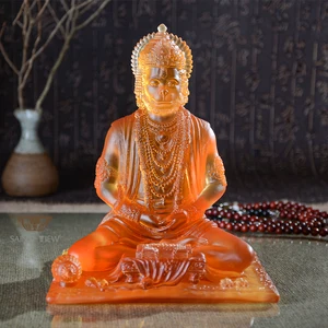 Handmade Crystal Glass Panchmukhi Hanuman Liuli India Hindu God Murti Statue