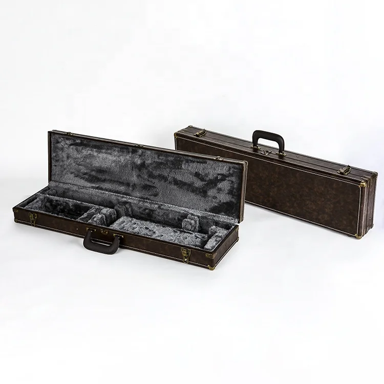 Glary Vintage Leather Violin Gun case Multi-purpose Usage Large Briefcase With Brass Lock Soft Cases for Gun Storage Collection