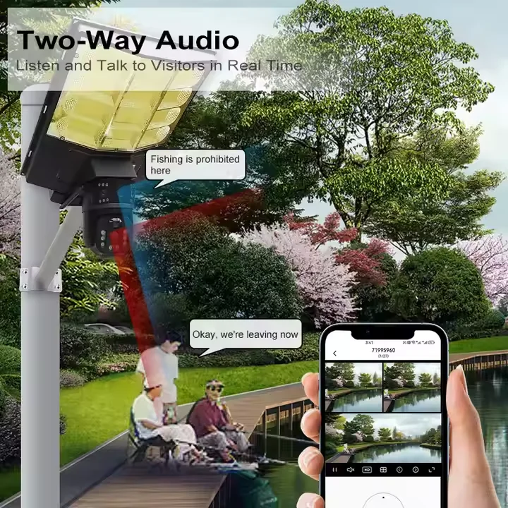Cloudbirds V380pro Outdoor LED Solar Street Light Wifi Alarm Dual Lens Screen Camera Low Power Consumption Cmos Sensor Cloud